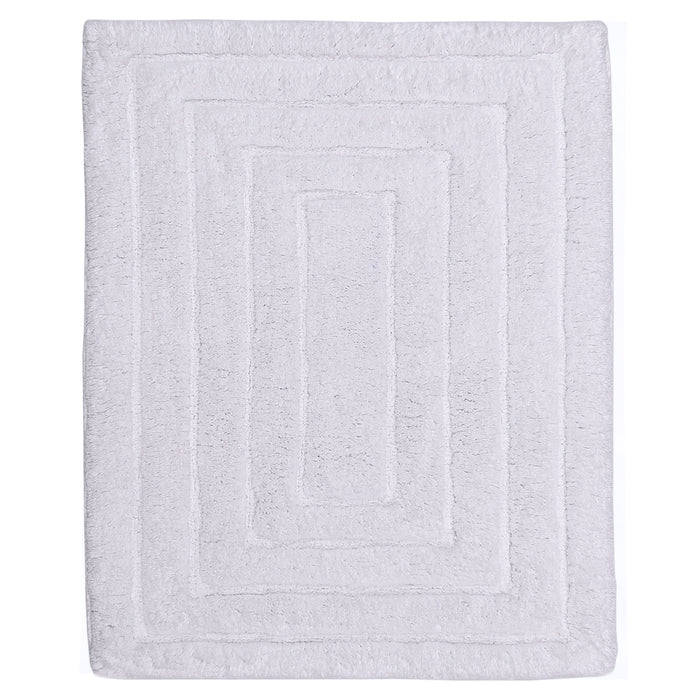 Knightsbridge Stylish And Comfortable All Season Traditional Racetrack Design Cotton Bath Rug White
