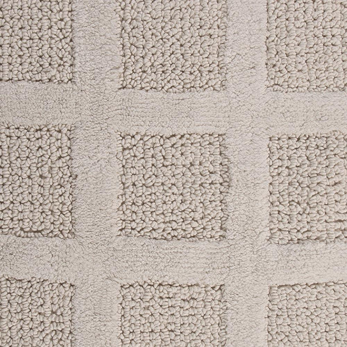 Square Honeycomb 100% Cotton Reversible Bath Rug Ivory by Knightsbridge