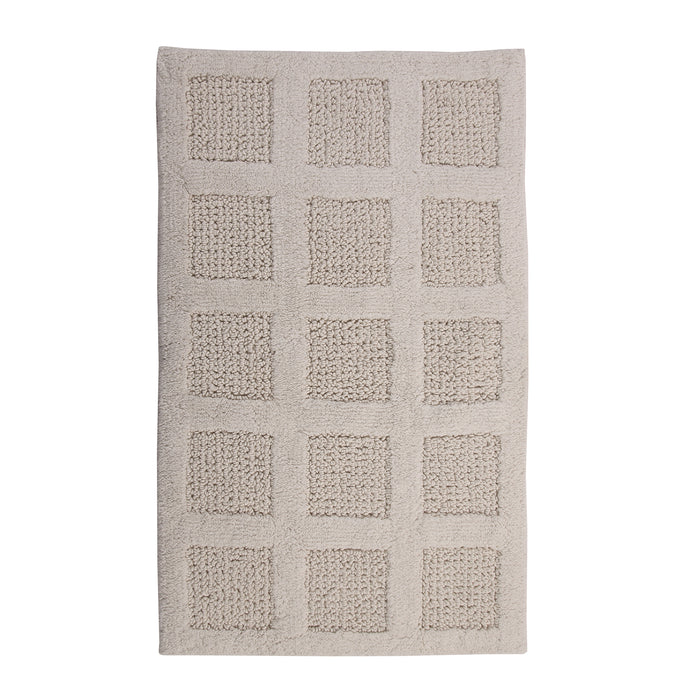 Square Honeycomb 100% Cotton Reversible Bath Rug Ivory by Knightsbridge