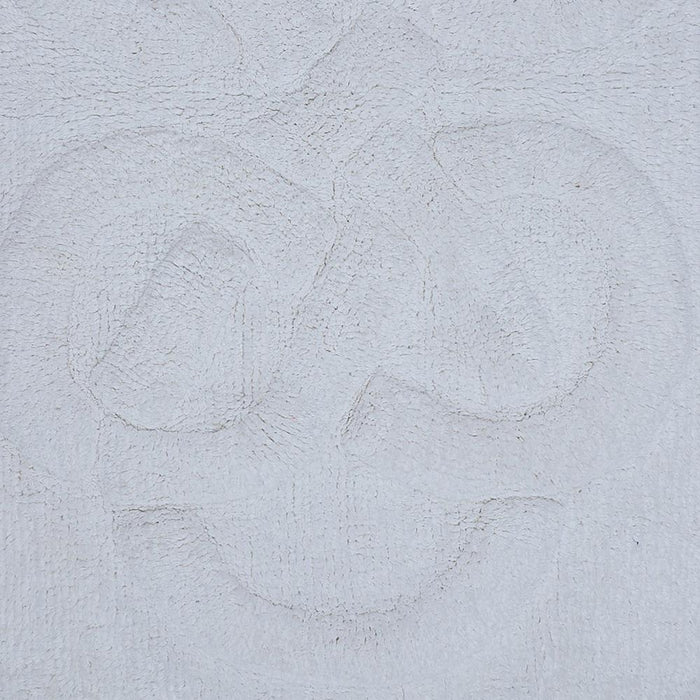 Knightsbridge Luxurious Block Pattern High Quality Year Round Cotton With Non-Skid Back Bath Rug Ivory