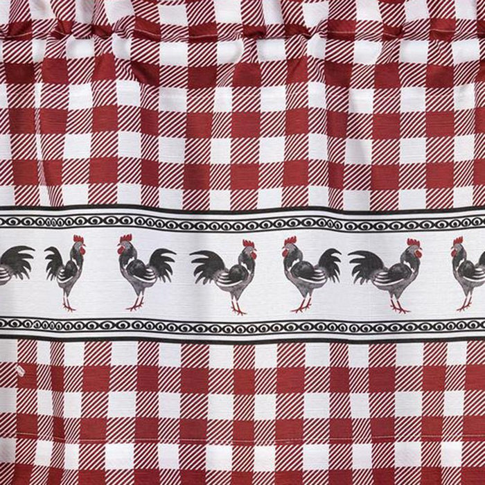 RT Designer's Collection Tribeca Rooster Printed Slub 3 Pieces Kitchen Curtain Set Includes 1 Valance 52" x 18" and 2 Tiers 26" x 36" Each Multi Color