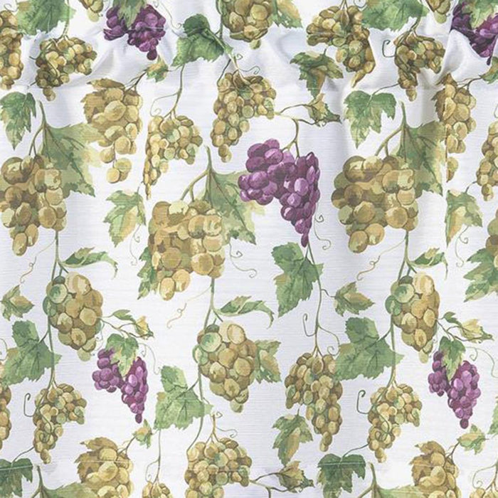 RT Designer's Collection Tribeca Grapes Printed Slub 3 Pieces Kitchen Curtain Includes 1 Valance 52" x 18" and 2 Tiers 26" x 36" Each Multi Color