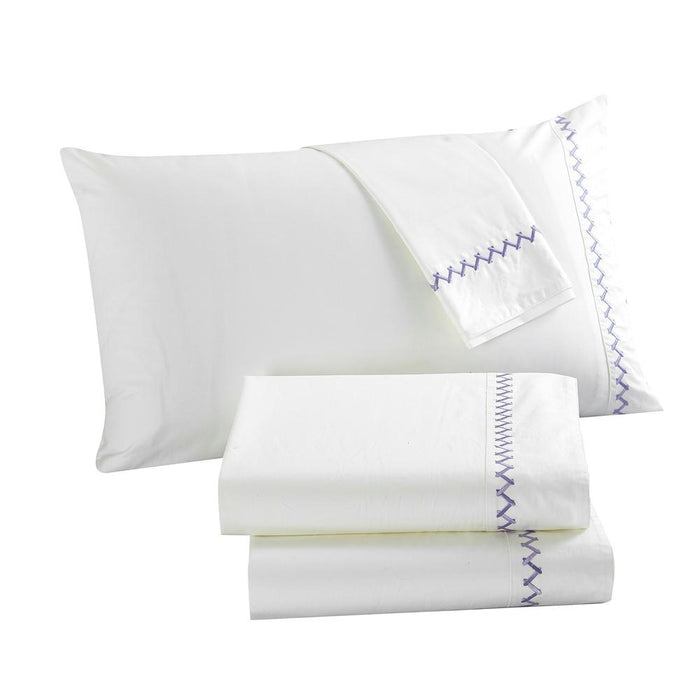Chic Home Grand Palace Embroidered Sheet Set and Pillowcases - 4-Piece - Queen 90x90", White