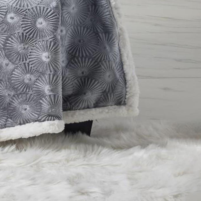 Louvre Plush All Season 50"x60" Sherpa Grey Throw