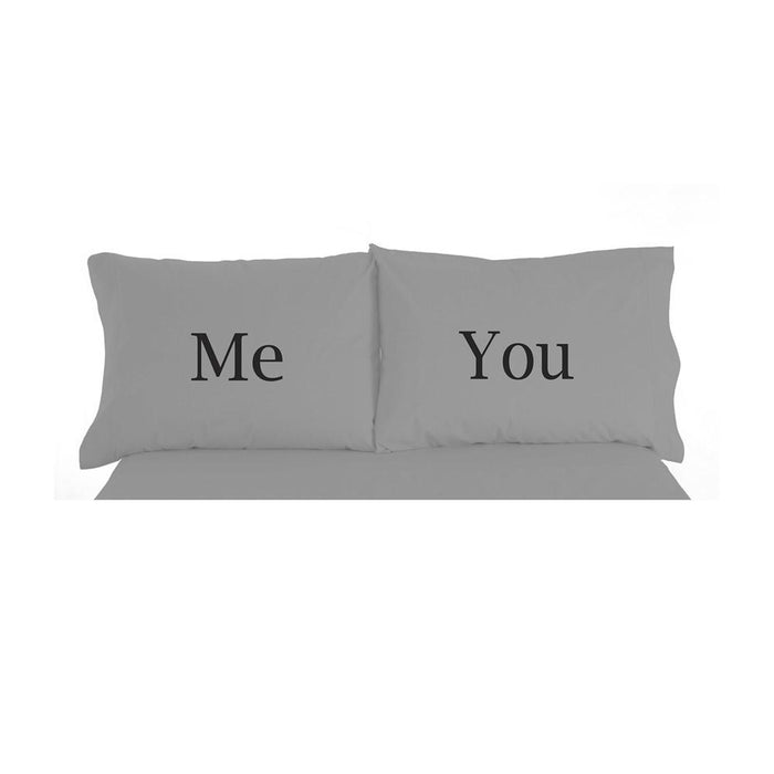 Shavel Micro Flannel High Quality 2-Piece Exclusively Me And You Printed Luxurious Pillowcase - 21 x32" Standard/Queen - Greystone