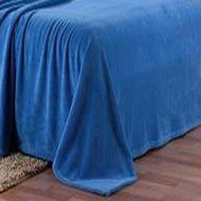 Plazatex Micro Plush Solid Blanket - Blue