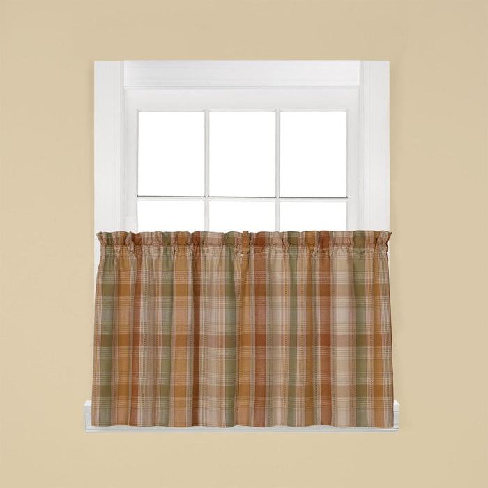Saturday Knight Ltd Cooper Collection Modern Tailored Yarn Dyed Woven Rod Pocket Window Tiers - 2 Piece - Red