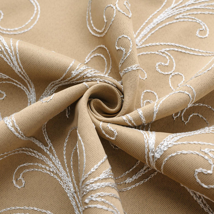 RT Designer Collection Kimber Embroidered Blackout Luxurious Decorative Grommet Curtain Panel Taupe