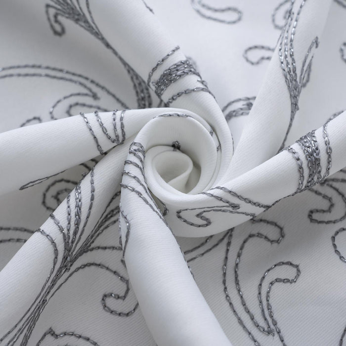 RT Designer Collection Kimber Embroidered Blackout Luxurious Decorative Grommet Curtain Panel White
