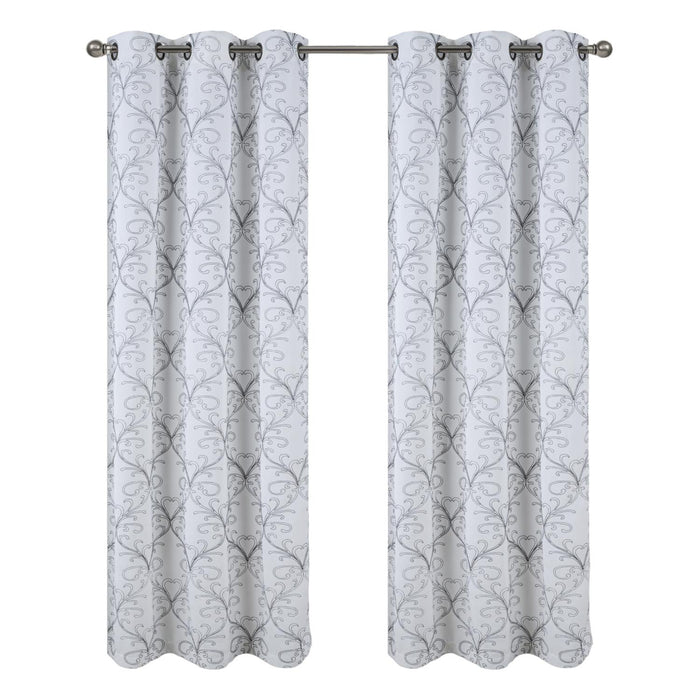 RT Designer Collection Kimber Embroidered Blackout Luxurious Decorative Grommet Curtain Panel White