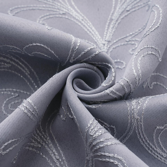 RT Designer Collection Kimber Embroidered Blackout Luxurious Decorative Grommet Curtain Panel Silver