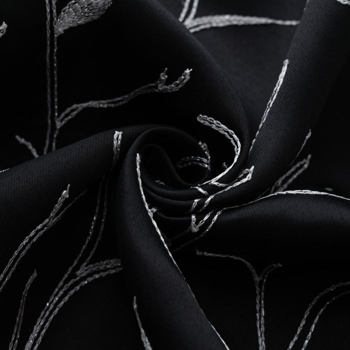 RT Designer Collection Luciana Embroidered Blackout Luxurious Decorative Grommet Curtain Panel Black