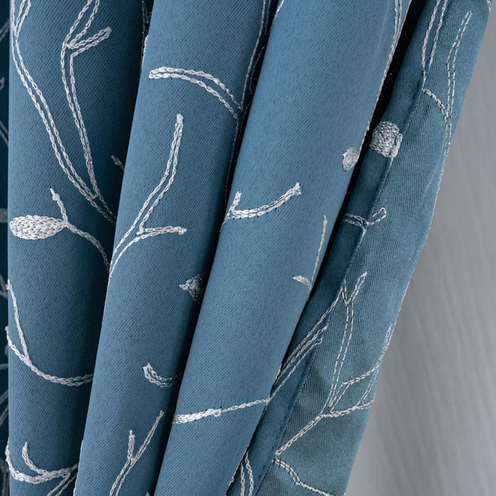 RT Designer Collection Luciana Embroidered Blackout Luxurious Decorative Grommet Curtain Panel Wedgwood