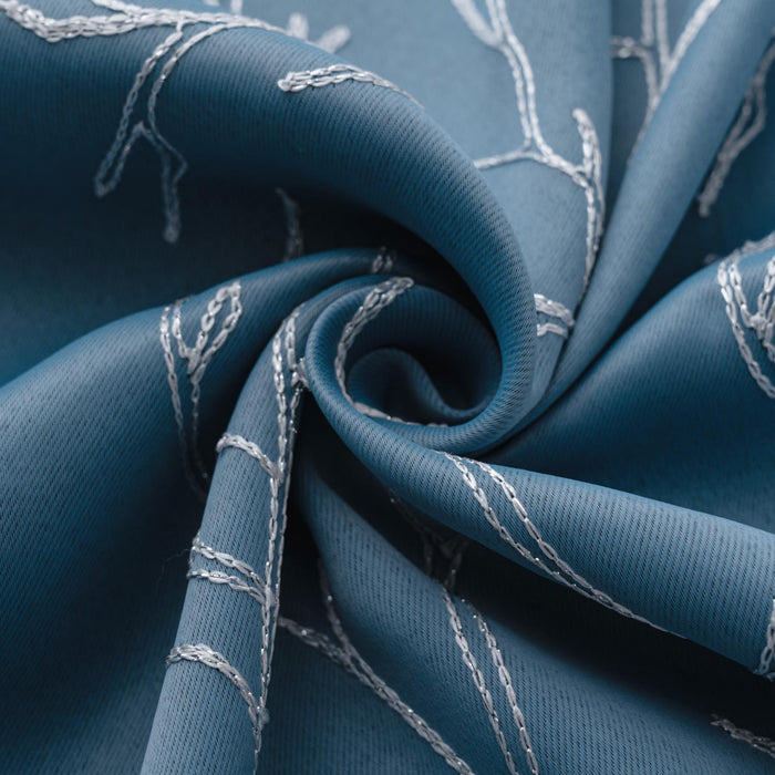 RT Designer Collection Luciana Embroidered Blackout Luxurious Decorative Grommet Curtain Panel Wedgwood