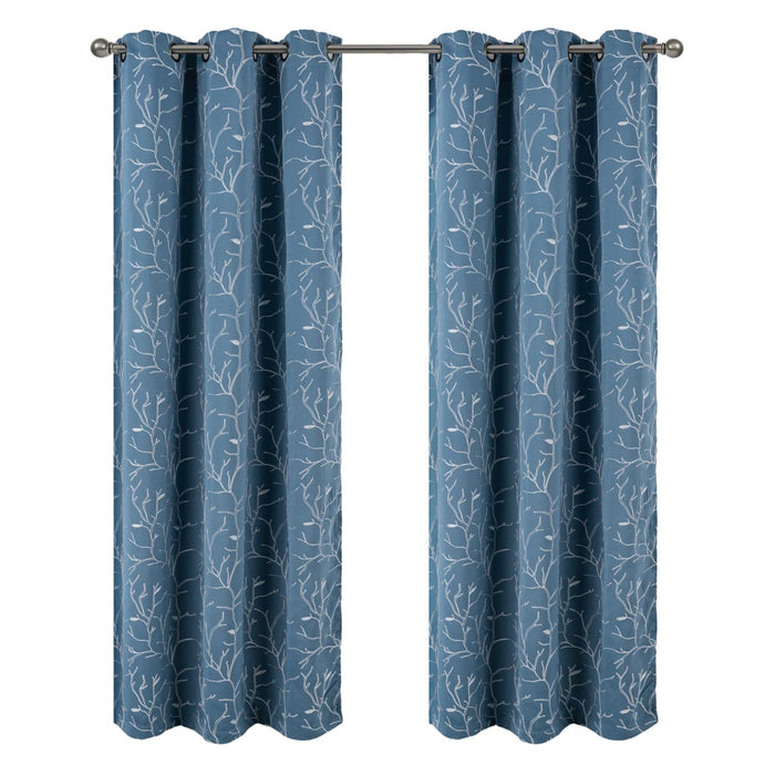 RT Designer Collection Luciana Embroidered Blackout Luxurious Decorative Grommet Curtain Panel Wedgwood