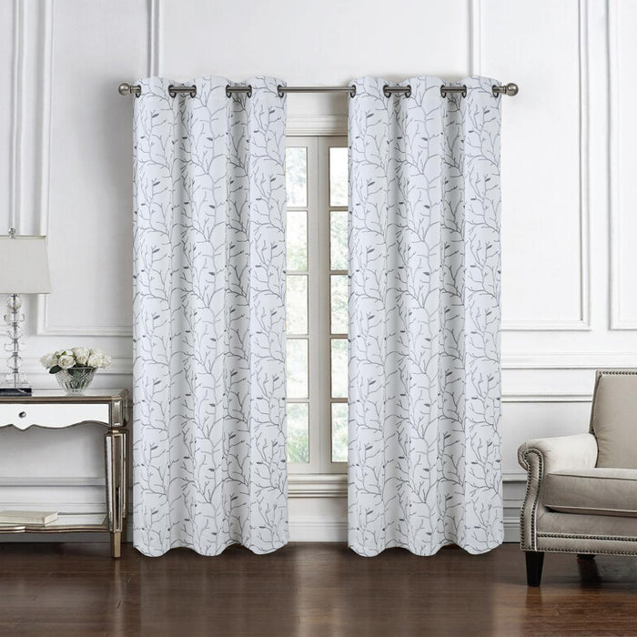 RT Designer Collection Luciana Embroidered Blackout Luxurious Decorative Grommet Curtain Panel White