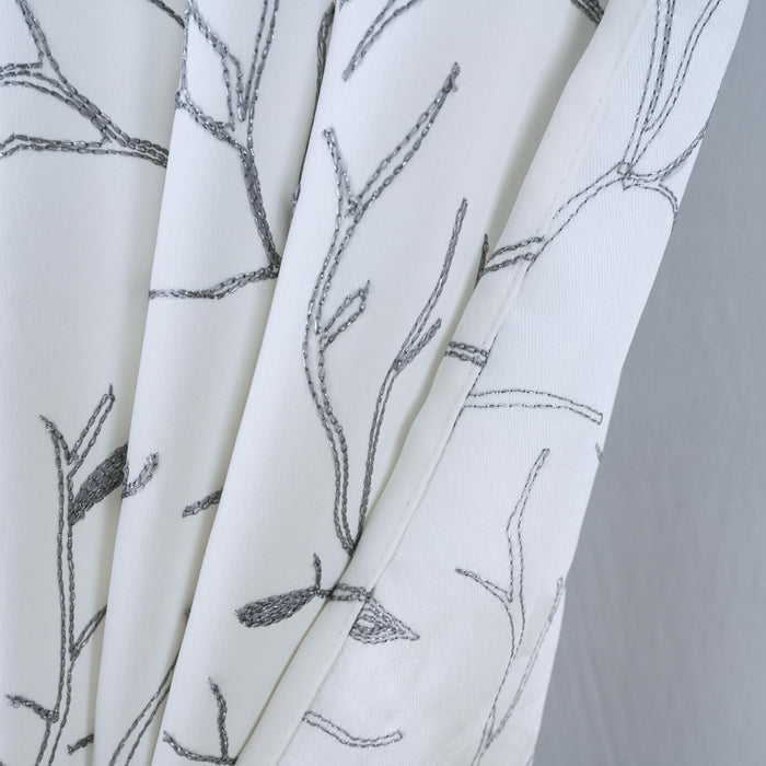 RT Designer Collection Luciana Embroidered Blackout Luxurious Decorative Grommet Curtain Panel White