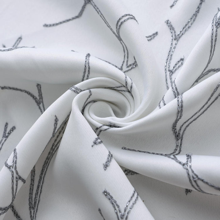 RT Designer Collection Luciana Embroidered Blackout Luxurious Decorative Grommet Curtain Panel White