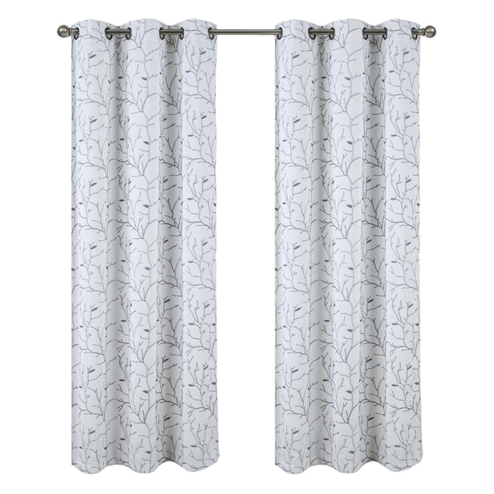 RT Designer Collection Luciana Embroidered Blackout Luxurious Decorative Grommet Curtain Panel White