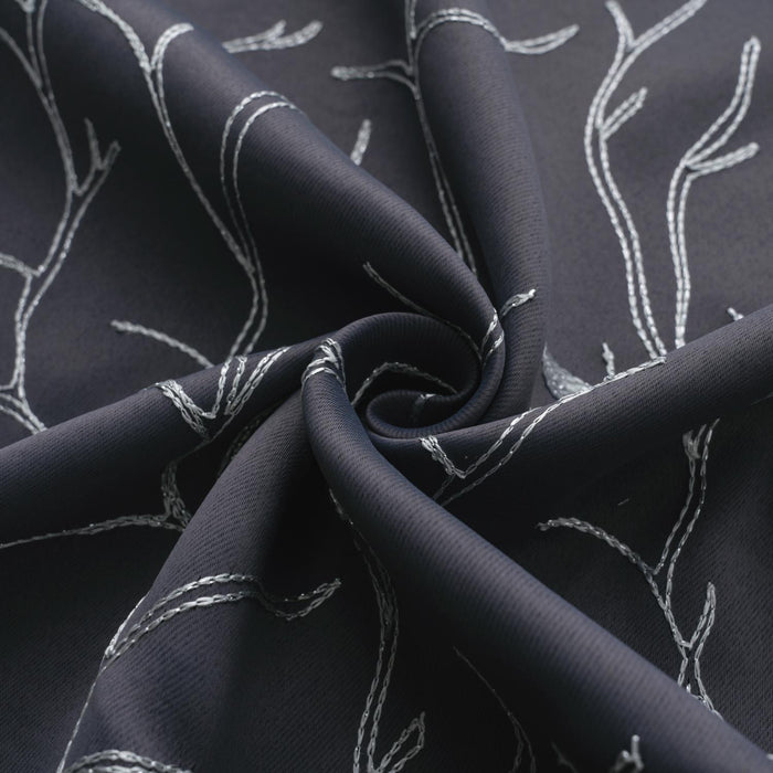 RT Designer Collection Luciana Embroidered Blackout Luxurious Decorative Grommet Curtain Panel Charcoal