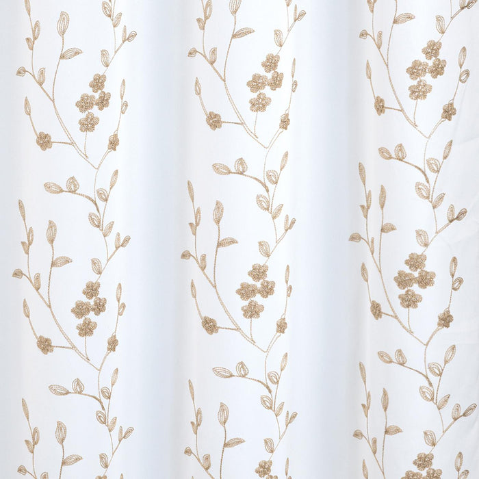 RT Designer Collection Lilian Embroidered Blackout Luxurious Decorative Grommet Curtain Panel White