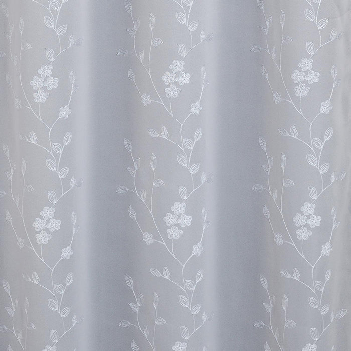 RT Designer Collection Lilian Embroidered Blackout Luxurious Decorative Grommet Curtain Panel Silver