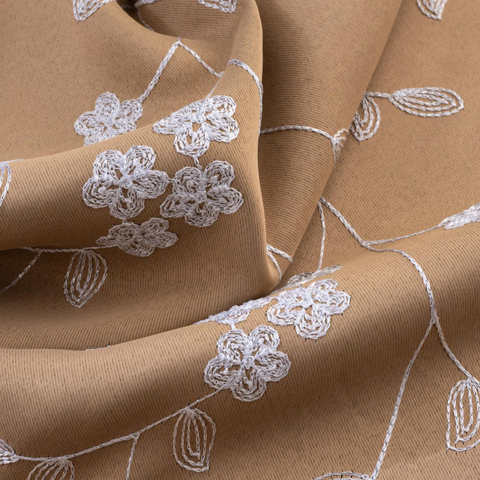 RT Designer Collection Lilian Embroidered Blackout Luxurious Decorative Grommet Curtain Panel Taupe