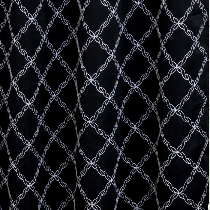 RT Designer Collection Gable Embroidered Blackout Luxurious Decorative Grommet Curtain Panel Black