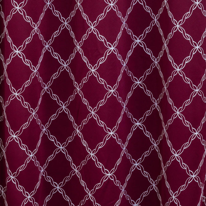 RT Designer Collection Gable Embroidered Blackout Luxurious Decorative Grommet Curtain Panel Burgundy