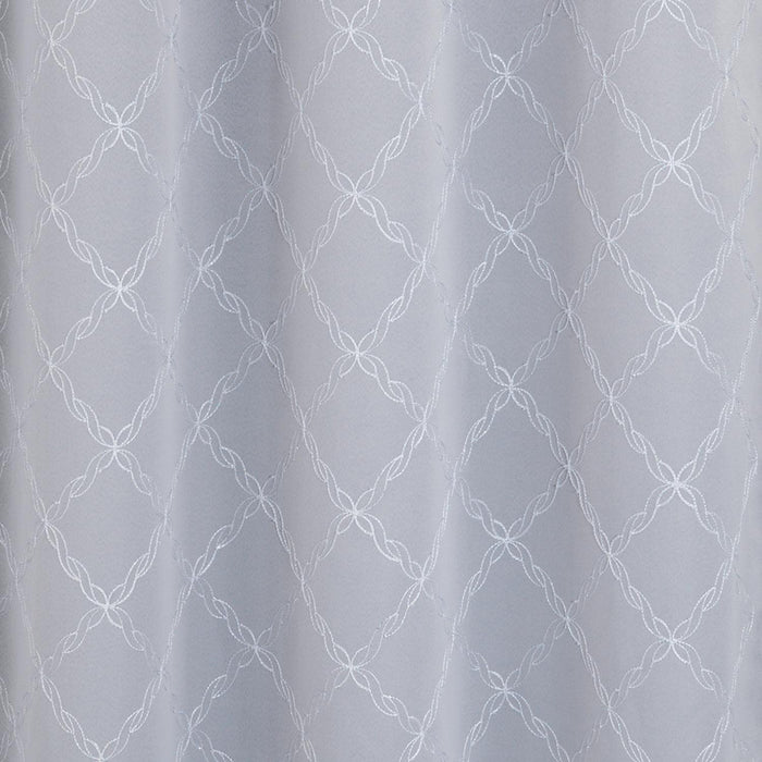 RT Designer Collection Gable Embroidered Blackout Luxurious Decorative Grommet Curtain Panel Silver