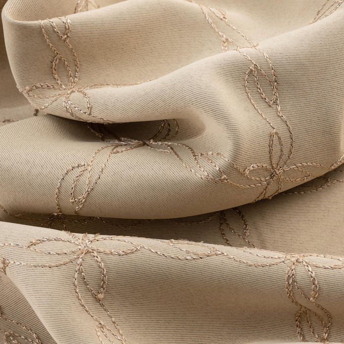 RT Designer Collection Gable Embroidered Blackout Luxurious Decorative Grommet Curtain Panel Beige
