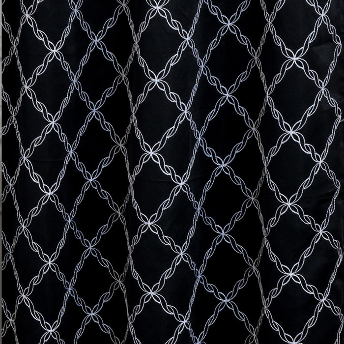 RT Designer Collection Gable Embroidered Blackout Luxurious Decorative Grommet Curtain Panel Black