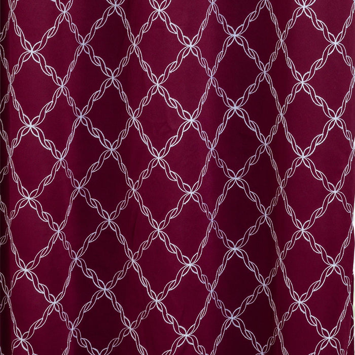 RT Designer Collection Gable Embroidered Blackout Luxurious Decorative Grommet Curtain Panel Burgundy
