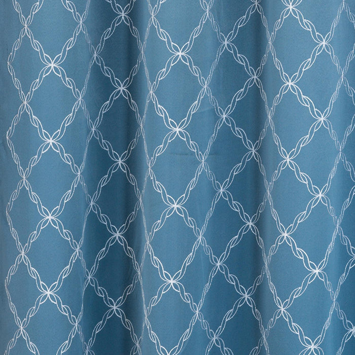 RT Designer Collection Gable Embroidered Blackout Luxurious Decorative Grommet Curtain Panel Slate Blue