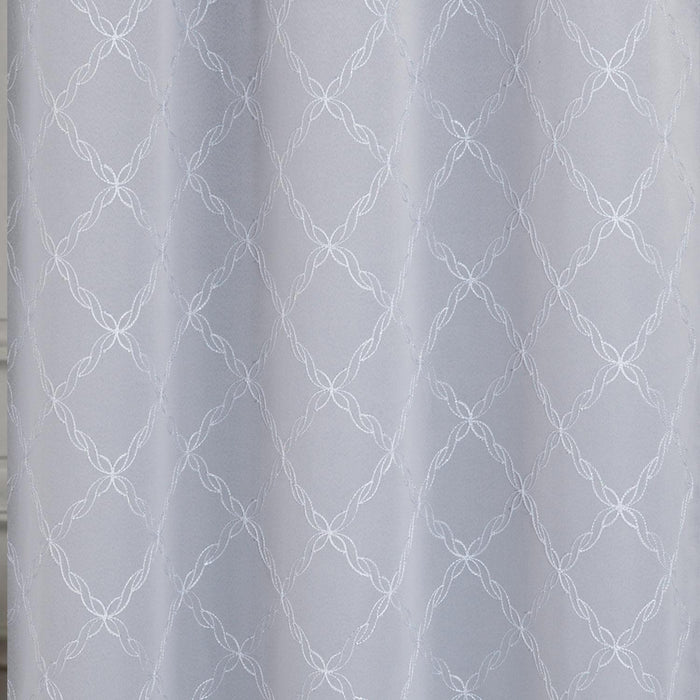 RT Designer Collection Gable Embroidered Blackout Luxurious Decorative Grommet Curtain Panel Silver
