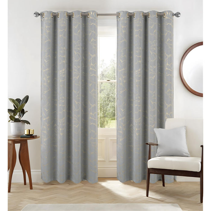 RT Designer Collection Heidi Halo Foil Blackout Luxurious Decorative Grommet Curtain Panel 54" x 90" Silver