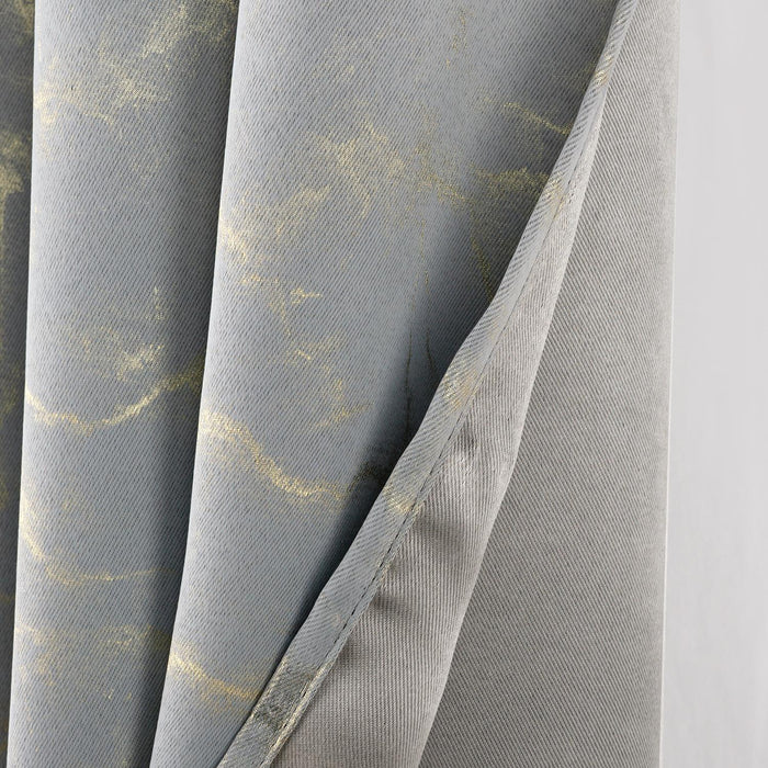 RT Designer Collection Heidi Halo Foil Blackout Luxurious Decorative Grommet Curtain Panel 54" x 90" Silver