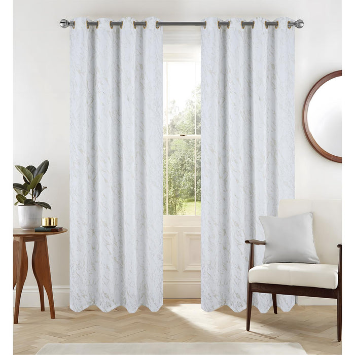 RT Designer Collection Heidi Halo Foil Blackout Luxurious Decorative Grommet Curtain Panel 54" x 90" White