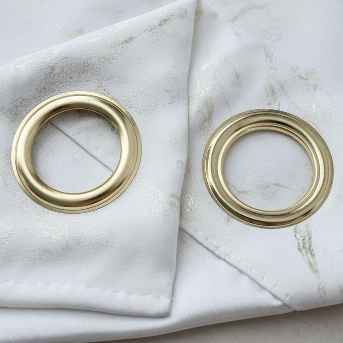 RT Designer Collection Heidi Halo Foil Blackout Luxurious Decorative Grommet Curtain Panel 54" x 90" White