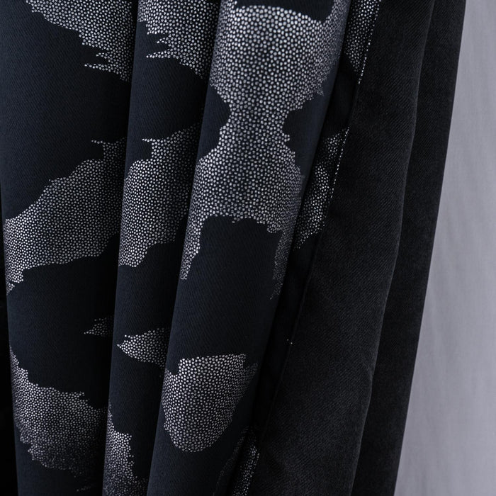 RT Designer Collection Heathrow Halo Foil Blackout Luxurious Decorative Grommet Curtain Panel 54" x 90" Black