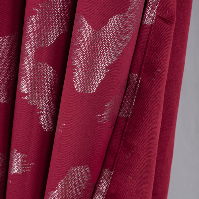 RT Designer Collection Heathrow Halo Foil Blackout Luxurious Decorative Grommet Curtain Panel 54" x 90" Red