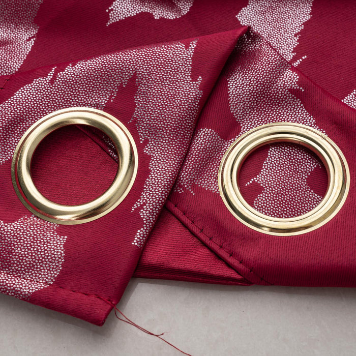 RT Designer Collection Heathrow Halo Foil Blackout Luxurious Decorative Grommet Curtain Panel 54" x 90" Red