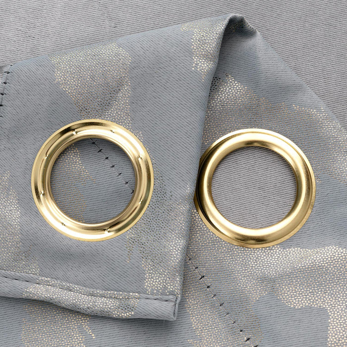 RT Designer Collection Heathrow Halo Foil Blackout Luxurious Decorative Grommet Curtain Panel 54" x 90" Silver