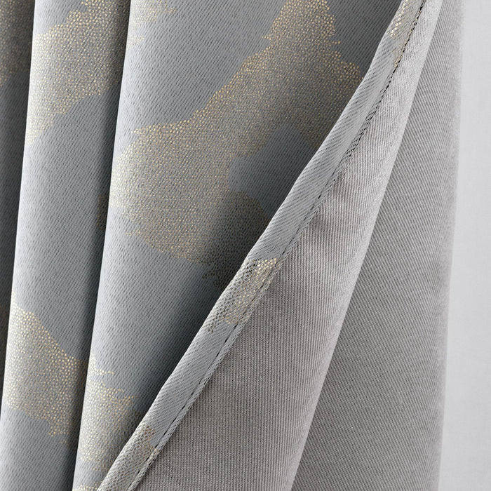 RT Designer Collection Heathrow Halo Foil Blackout Luxurious Decorative Grommet Curtain Panel 54" x 90" Silver