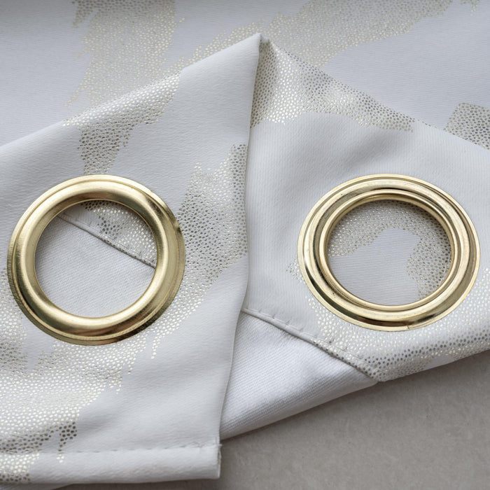 RT Designer Collection Heathrow Halo Foil Blackout Luxurious Decorative Grommet Curtain Panel 54" x 90" White