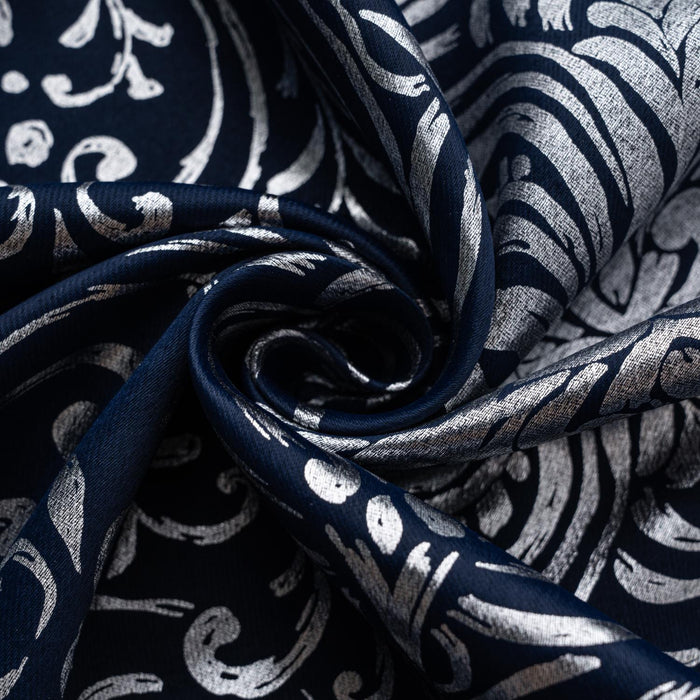 RT Designer Collection Helena Halo Foil Blackout Luxurious Decorative Grommet Curtain Panel 54" x 90" Navy