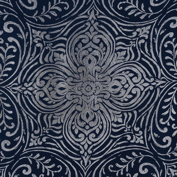 RT Designer Collection Helena Halo Foil Blackout Luxurious Decorative Grommet Curtain Panel 54" x 90" Navy