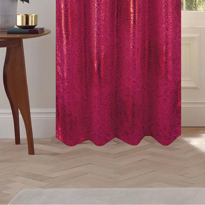 RT Designer Collection Helena Halo Foil Blackout Luxurious Decorative Grommet Curtain Panel 54" x 90" Red