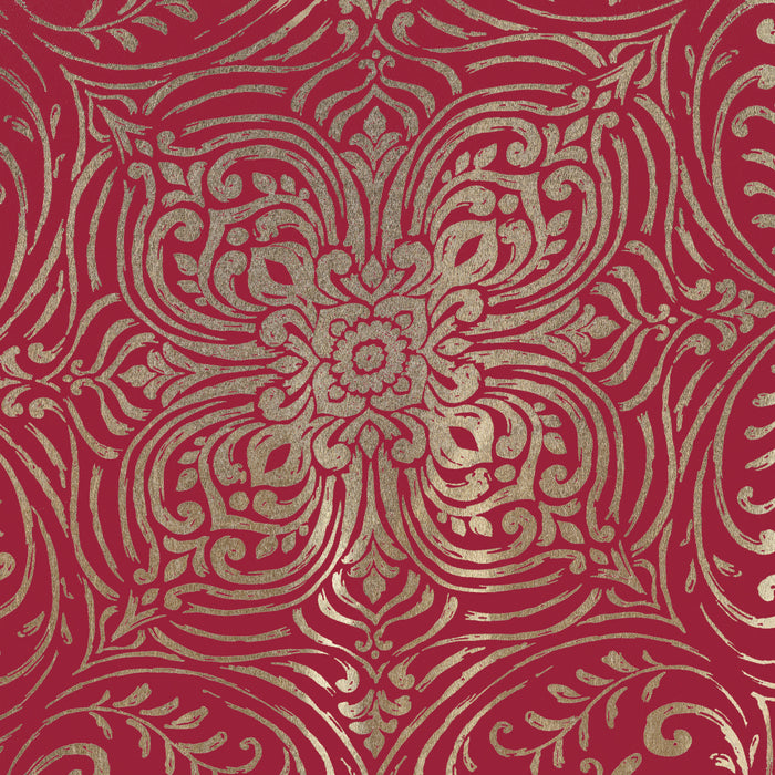RT Designer Collection Helena Halo Foil Blackout Luxurious Decorative Grommet Curtain Panel 54" x 90" Red