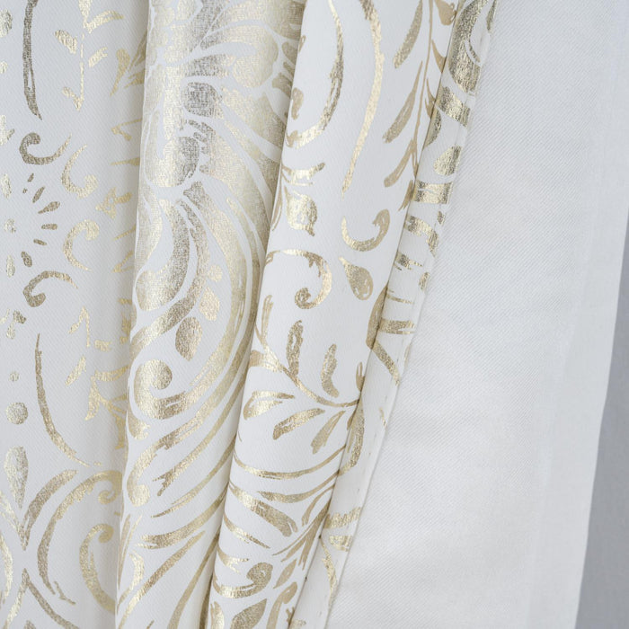 RT Designer Collection Helena Halo Foil Blackout Luxurious Decorative Grommet Curtain Panel 54" x 90" White